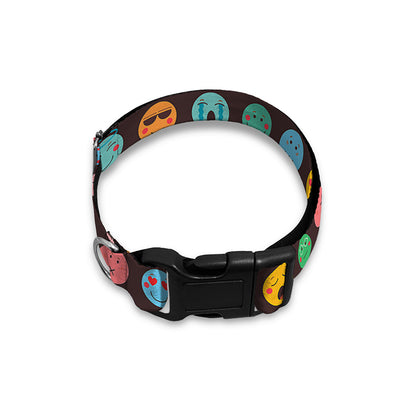 Colorful Emoji Faces Pattern Print Dog Collar