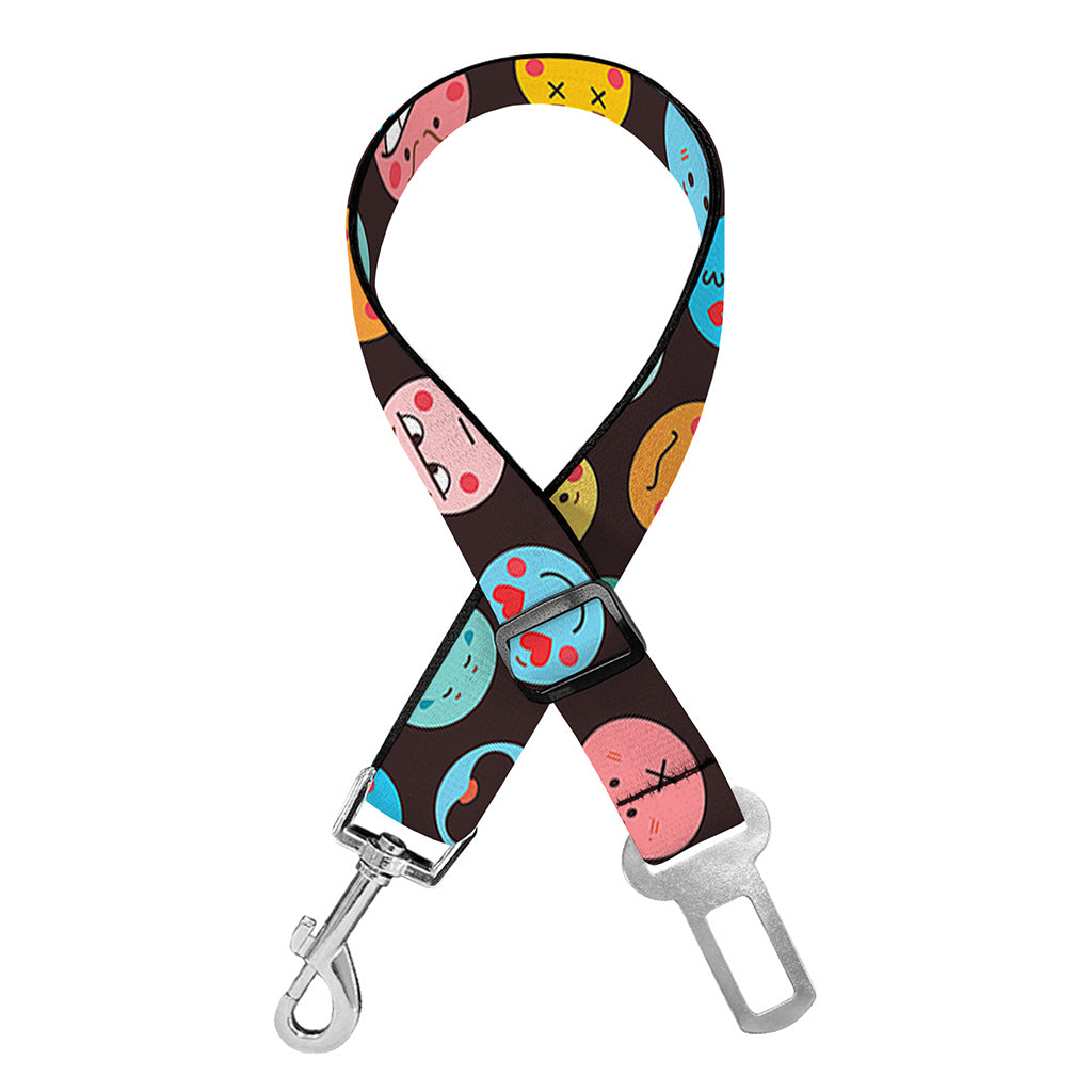 Colorful Emoji Faces Pattern Print Dog Seat Belt