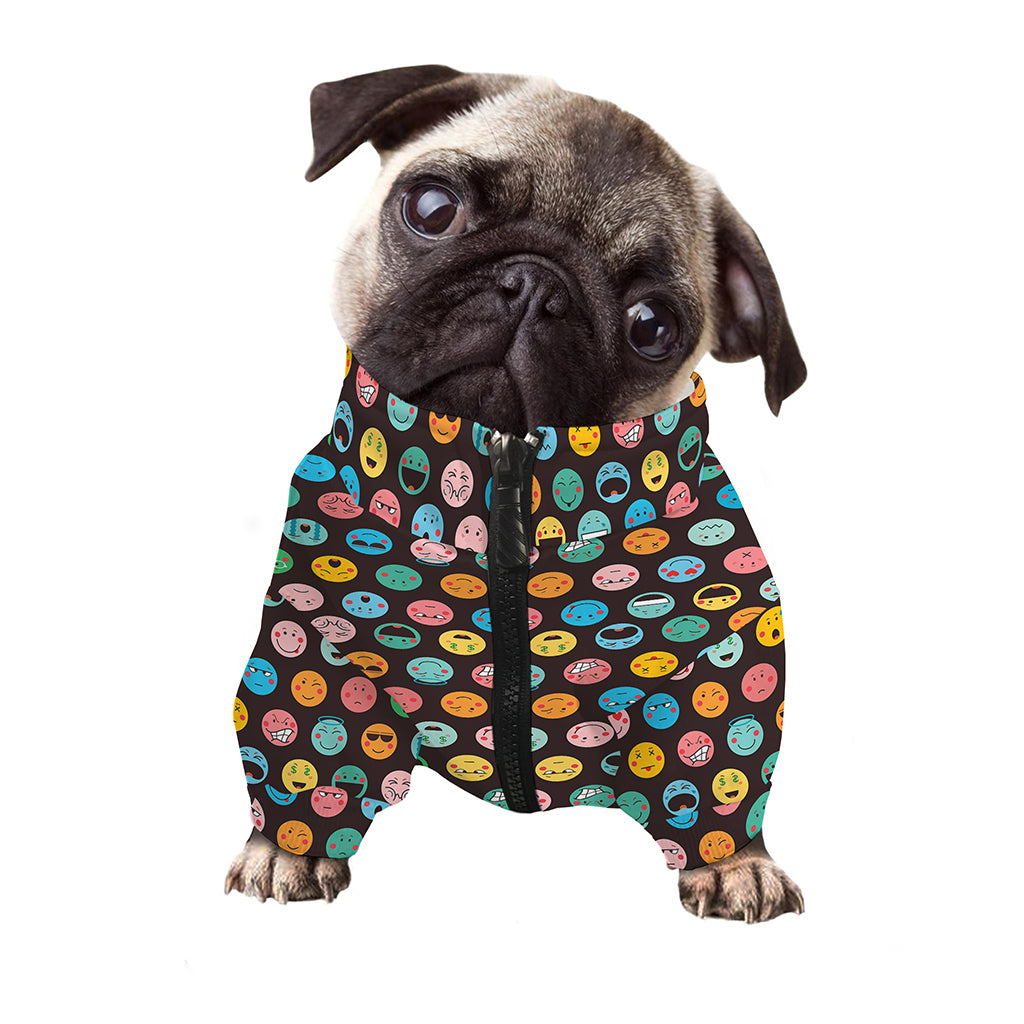Colorful Emoji Faces Pattern Print Dog Zip Up Jacket