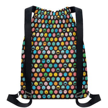 Colorful Emoji Faces Pattern Print Drawstring Backpack