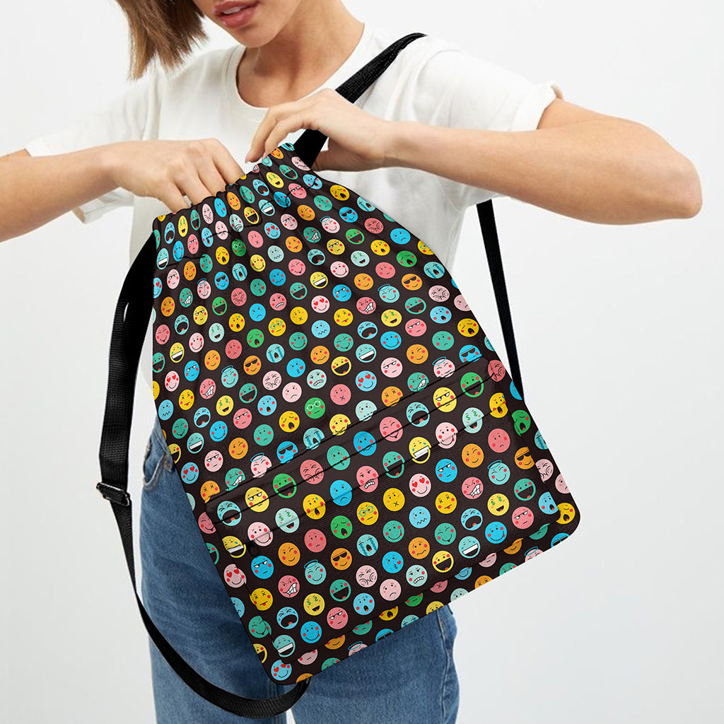 Colorful Emoji Faces Pattern Print Drawstring Backpack