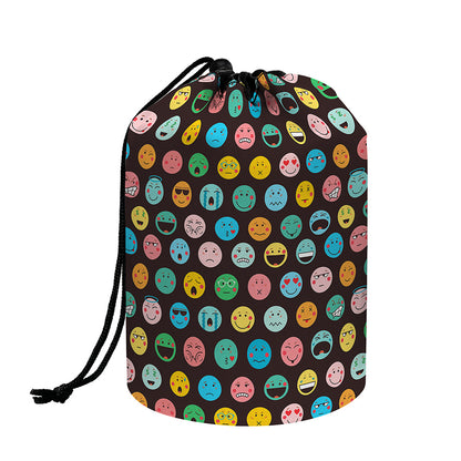 Colorful Emoji Faces Pattern Print Drawstring Makeup Bag