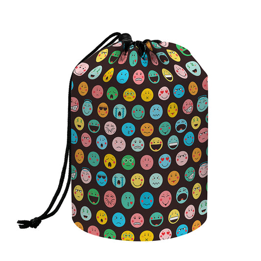 Colorful Emoji Faces Pattern Print Drawstring Makeup Bag