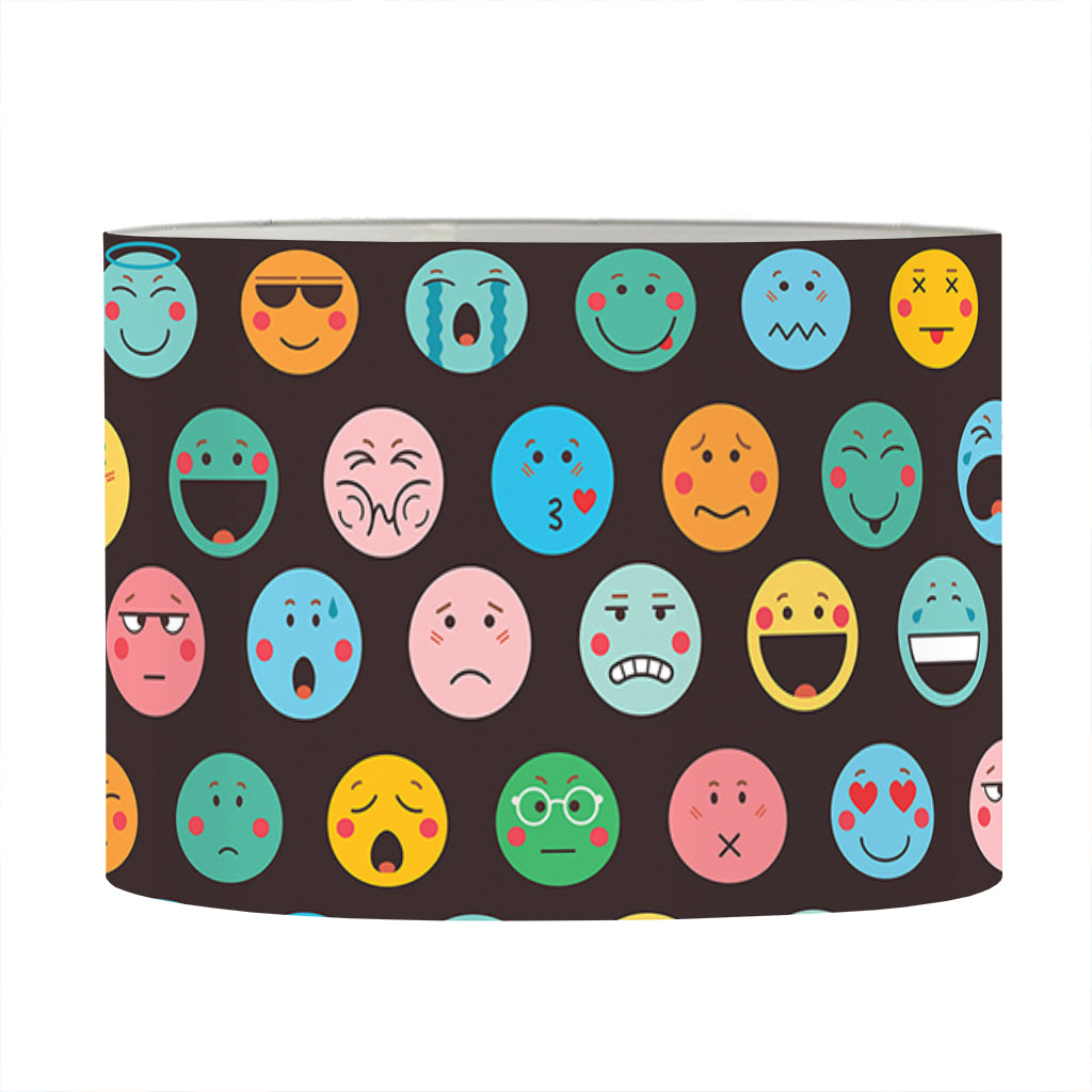 Colorful Emoji Faces Pattern Print Drum Lamp Shade