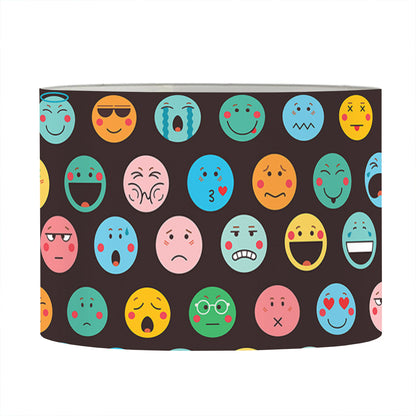 Colorful Emoji Faces Pattern Print Drum Lamp Shade
