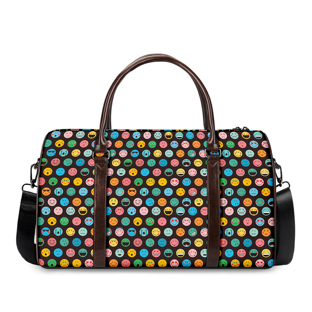 Colorful Emoji Faces Pattern Print Duffle Bag