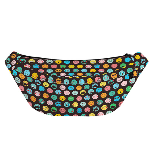 Colorful Emoji Faces Pattern Print Fanny Pack