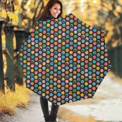Colorful Emoji Faces Pattern Print Foldable Umbrella