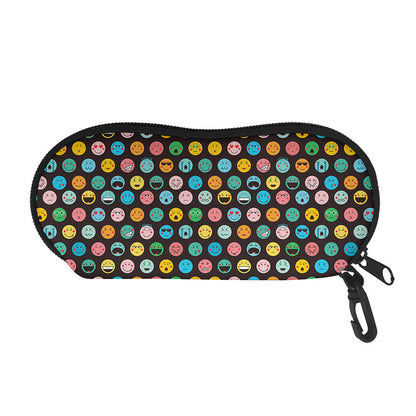 Colorful Emoji Faces Pattern Print Glasses Case
