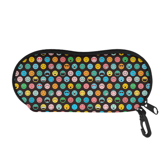 Colorful Emoji Faces Pattern Print Glasses Case