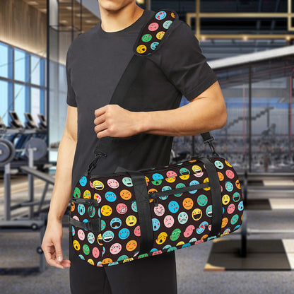 Colorful Emoji Faces Pattern Print Gym Bag