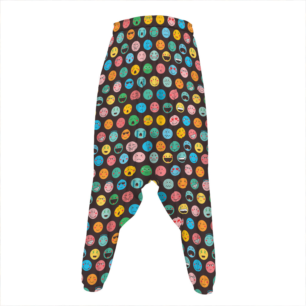 Colorful Emoji Faces Pattern Print Hammer Pants