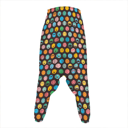 Colorful Emoji Faces Pattern Print Hammer Pants