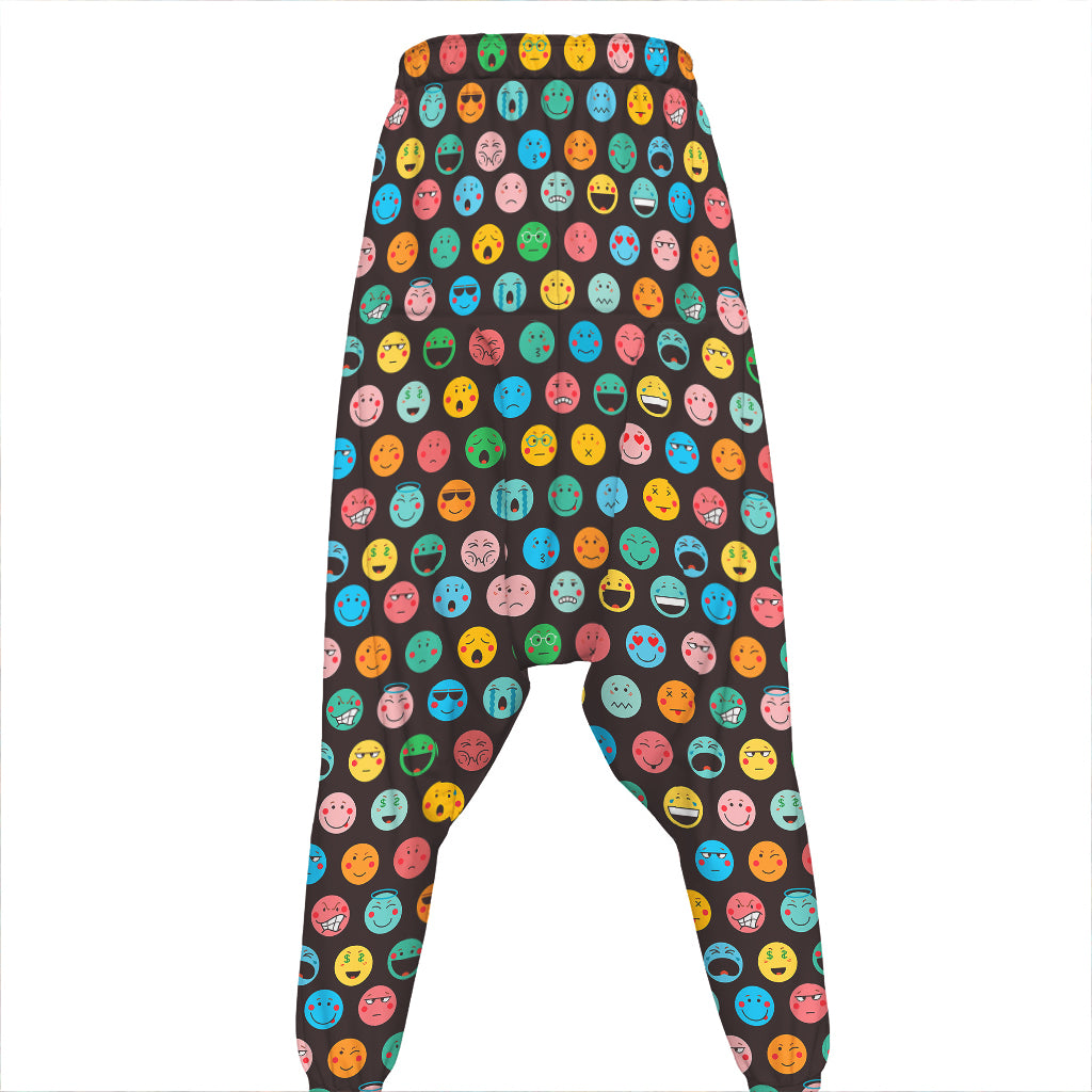Colorful Emoji Faces Pattern Print Hammer Pants