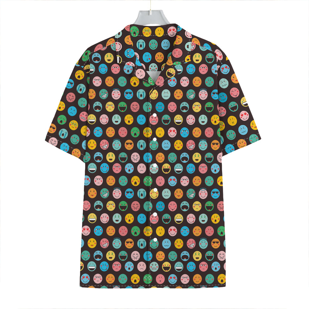 Colorful Emoji Faces Pattern Print Hawaiian Shirt