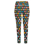 Colorful Emoji Faces Pattern Print High-Waisted Pocket Leggings