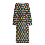 Colorful Emoji Faces Pattern Print Hooded Bathrobe