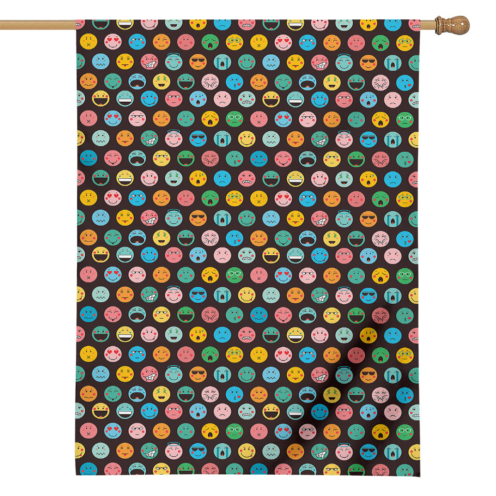 Colorful Emoji Faces Pattern Print House Flag