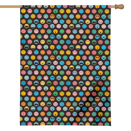 Colorful Emoji Faces Pattern Print House Flag