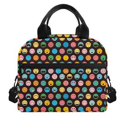 Colorful Emoji Faces Pattern Print Insulated Lunch Bag
