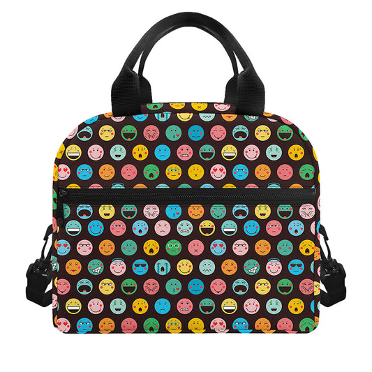 Colorful Emoji Faces Pattern Print Insulated Lunch Bag