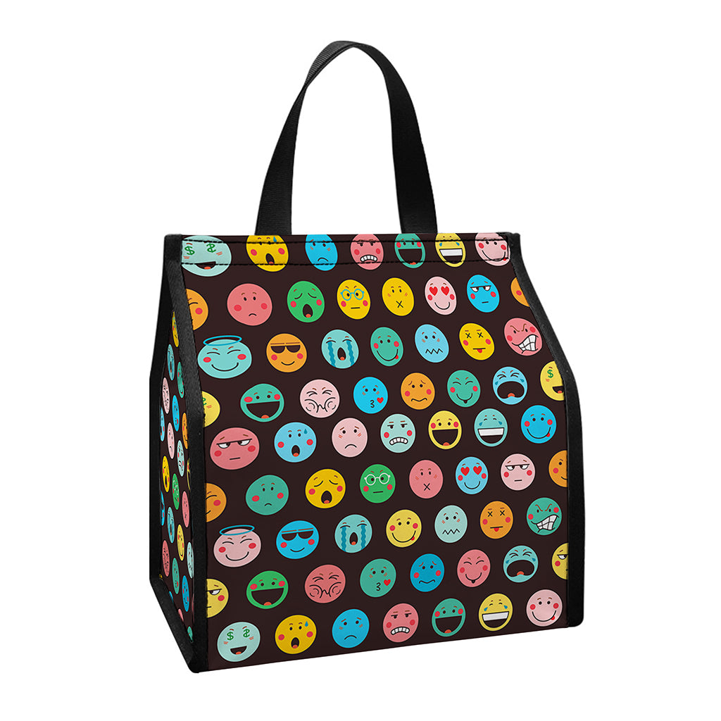 Colorful Emoji Faces Pattern Print Insulated Lunch Tote