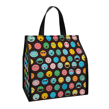 Colorful Emoji Faces Pattern Print Insulated Lunch Tote