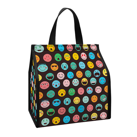 Colorful Emoji Faces Pattern Print Insulated Lunch Tote