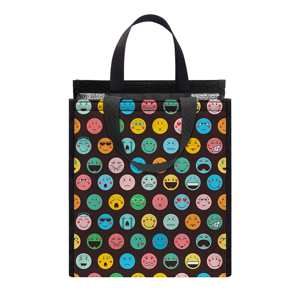 Colorful Emoji Faces Pattern Print Insulated Lunch Tote