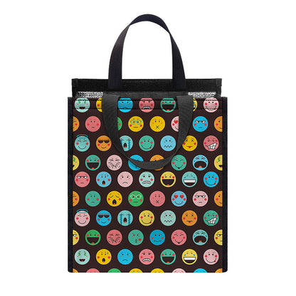 Colorful Emoji Faces Pattern Print Insulated Lunch Tote
