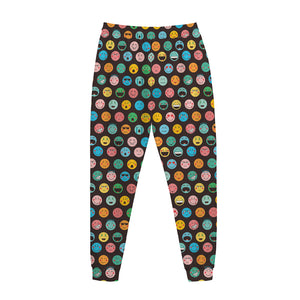 Colorful Emoji Faces Pattern Print Jogger Pants