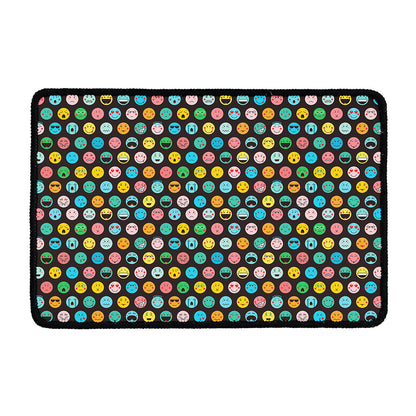 Colorful Emoji Faces Pattern Print Kitchen Mat
