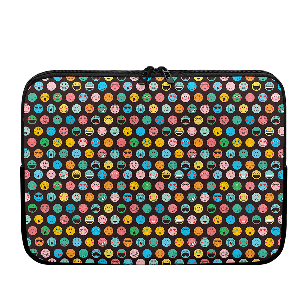 Colorful Emoji Faces Pattern Print Laptop Sleeve