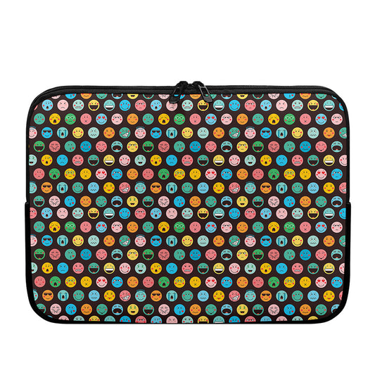 Colorful Emoji Faces Pattern Print Laptop Sleeve