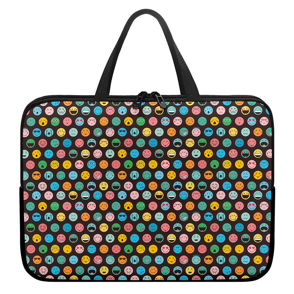 Colorful Emoji Faces Pattern Print Laptop Sleeve With Handle