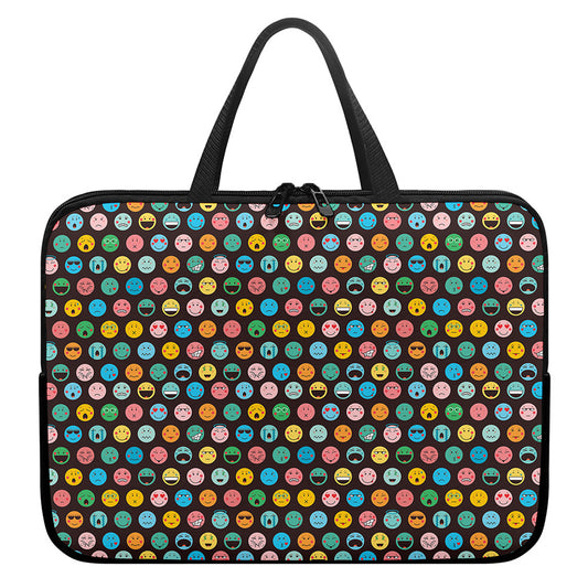Colorful Emoji Faces Pattern Print Laptop Sleeve With Handle