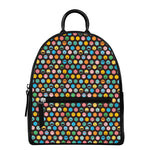 Colorful Emoji Faces Pattern Print Leather Backpack