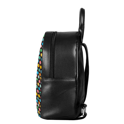 Colorful Emoji Faces Pattern Print Leather Backpack