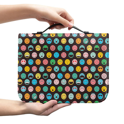 Colorful Emoji Faces Pattern Print Leather Bible Cover