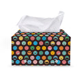 Colorful Emoji Faces Pattern Print Leather Tissue Box Cover