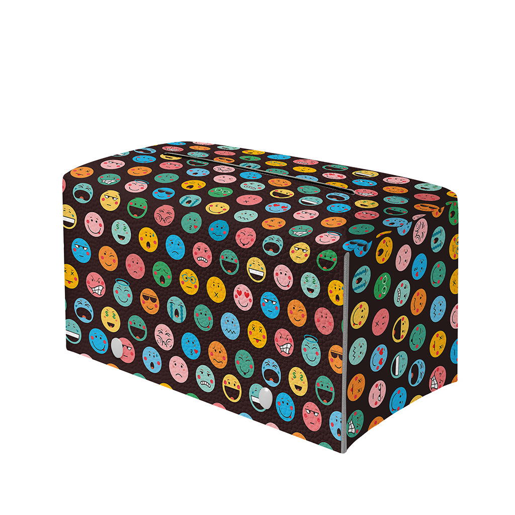 Colorful Emoji Faces Pattern Print Leather Tissue Box Cover