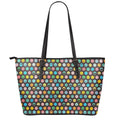 Colorful Emoji Faces Pattern Print Leather Tote Bag With Zipper