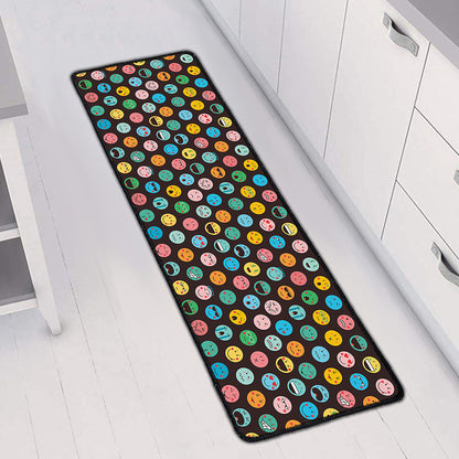 Colorful Emoji Faces Pattern Print Long Kitchen Mat