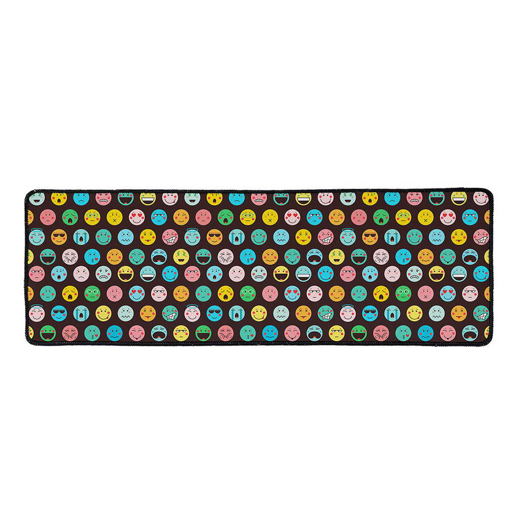 Colorful Emoji Faces Pattern Print Long Kitchen Mat