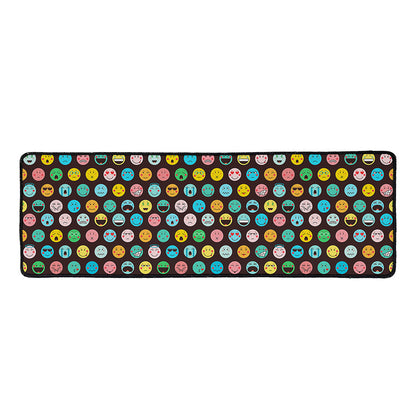 Colorful Emoji Faces Pattern Print Long Kitchen Mat