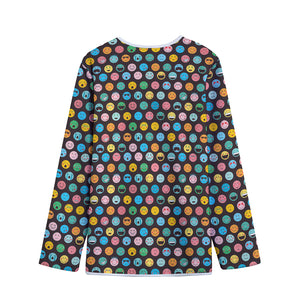 Colorful Emoji Faces Pattern Print Long Sleeve Short Coat