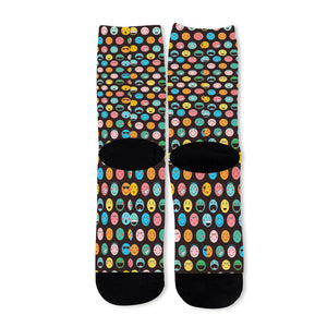 Colorful Emoji Faces Pattern Print Long Socks