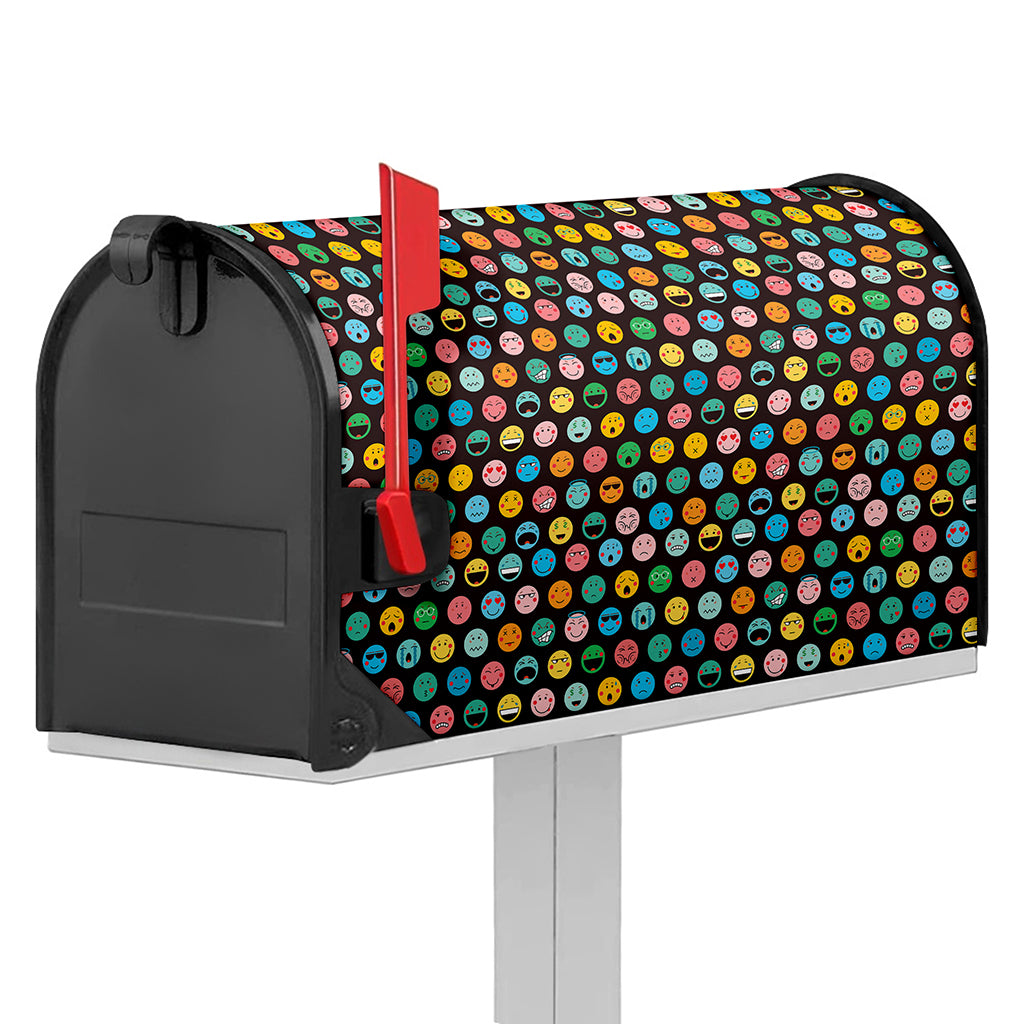 Colorful Emoji Faces Pattern Print Mailbox Cover