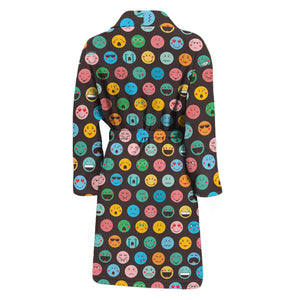 Colorful Emoji Faces Pattern Print Men's Bathrobe