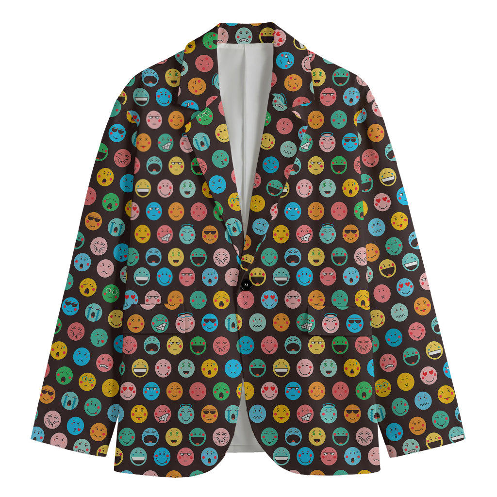 Colorful Emoji Faces Pattern Print Men's Blazer